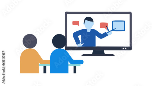 Online learning platform for virtual education and remote training course webinar and video conference meeting