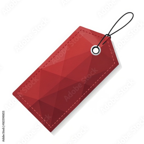 Stylized Red Price Tag with Geometric Pattern and Shadow Effect
