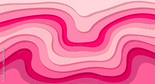Abstract pink paper cut layers background design with wavy shapes for creative projects