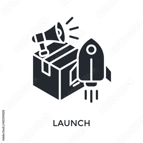 Launch Icon Glyph Style. Vector Illustration For Graphic Design