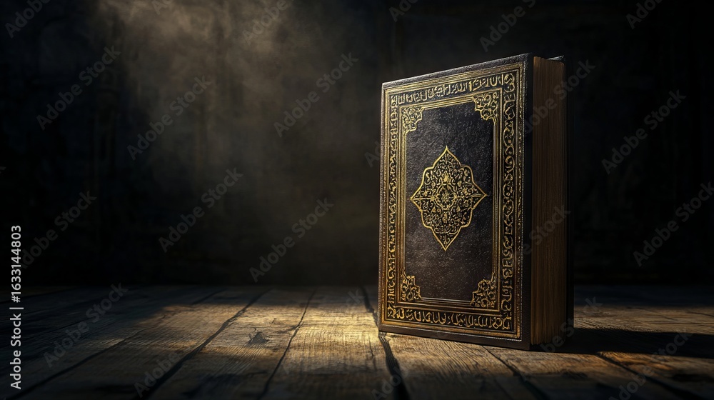 Fototapeta premium Close-Up of Islamic Holy Book with Ornamental Details