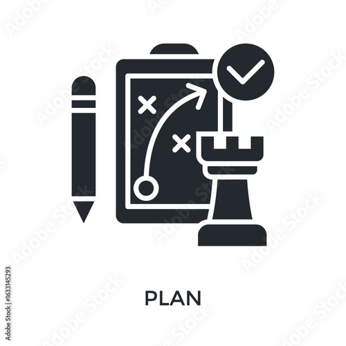 Plan Icon Glyph Style. Vector Illustration For Graphic Design