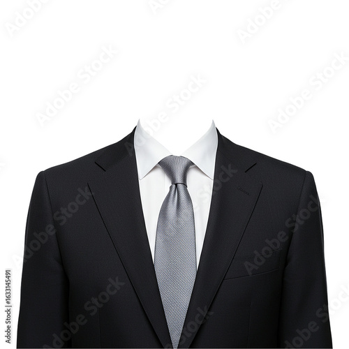 Mens black suit formal id photo on Transparent Background PNG Generative AI