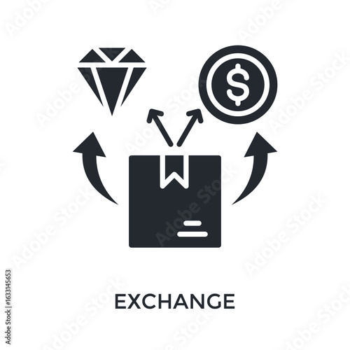 Exchange Icon Glyph Style. Vector Illustration For Graphic Design