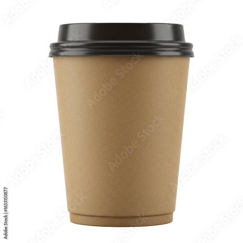 Recyclable coffee cup for eco-friendly beverage consumption on the go.