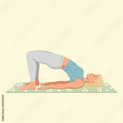 Woman Doing Bridge Pose for Workout Flexibility and Stress Relief