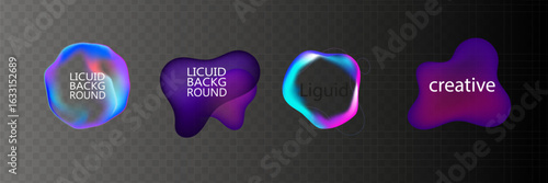 Gradient neon color sphere. Round holographic gradients. Glowing bright liquid gradient shape. Curved line for banner and flyer, social media.