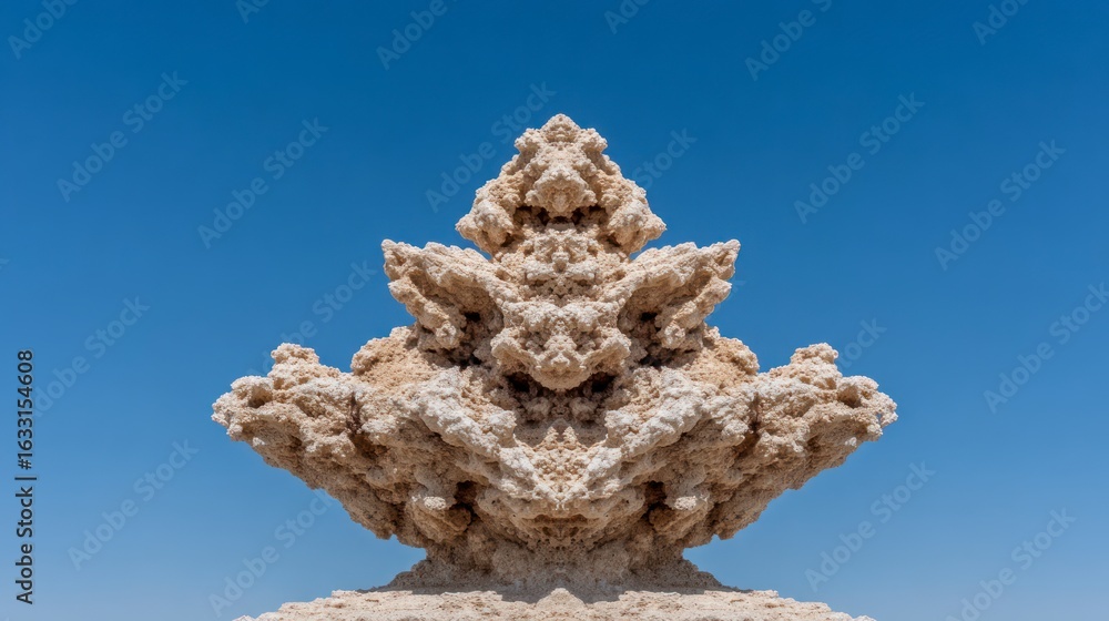 Obraz premium Tufa rock formations against a clear blue sky revealing intricate textures and geological shapes