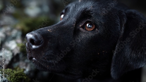 Wallpaper Mural Close up portrait of a black labrador retriever's face with brown eyes and a wet nose Torontodigital.ca