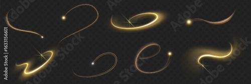 Vibrant Golden Twirl and Sparkle with Futuristic Motion, Radiant Energy Flow, Circular Rotation, Shiny Light Trails, Luxury Glow, Dynamic Design