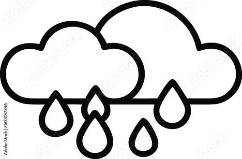 cloud with rain drops vector icon sky 3d art