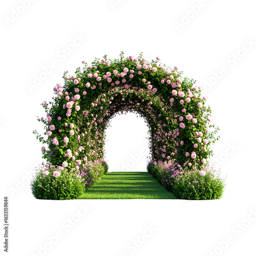 An old stone church entrance with a medieval archway of grass