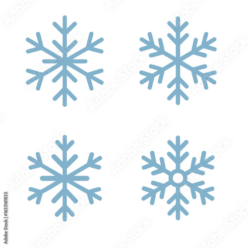 Simple Flat Design Snowflake Winter Season Decoration Graphic Element