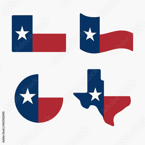 Minimalist Simple Shape of Texas Flag Symbol Set Icon Design