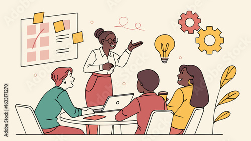 Business meeting presentation teamwork collaboration strategy planning brainstorming discussion concept idea