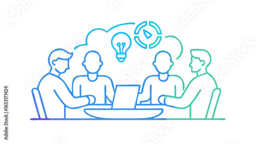 Brainstorming meeting collaboration teamwork business strategy discussion innovation and planning session concept