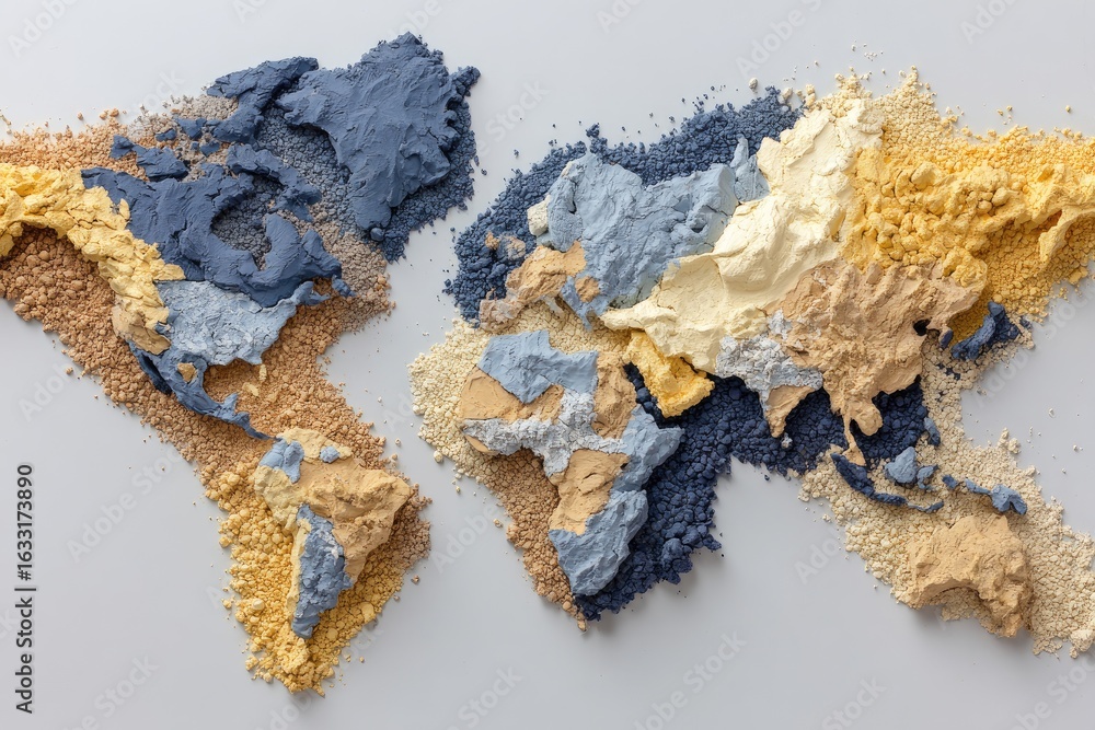 Obraz premium World map crafted from colored powders