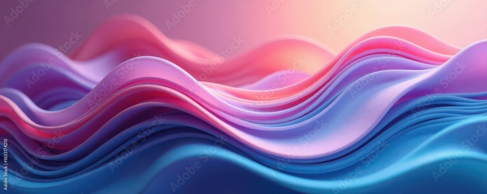 Obraz premium Flowing lines, translucent layers, soft lighting effects, advertising, motion, gradient