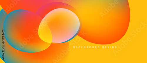 Vibrant overlapping circles create warm gradient effect. Yellow background complements colorful shapes, modern design element.