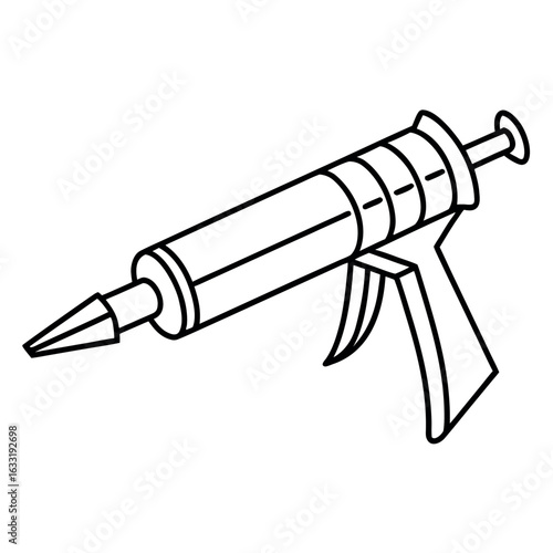 Detailed side view illustration of a caulking gun with a nozzle perfect for construction and diy projects