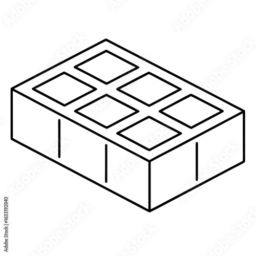 Arranged line art illustration of concrete cinder blocks simple architectural design element
