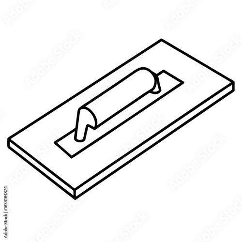 Illustration of a plastering hawk tool with a built in handle for construction and renovation tasks