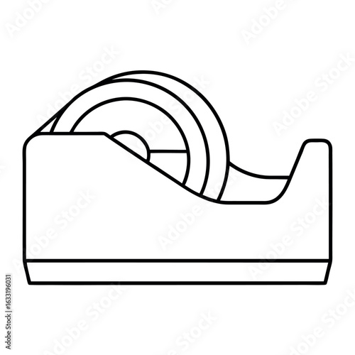 Clean outline vector illustration of a tape dispenser for packaging and office supplies