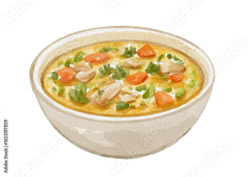 Hand painted watercolor soup isolated