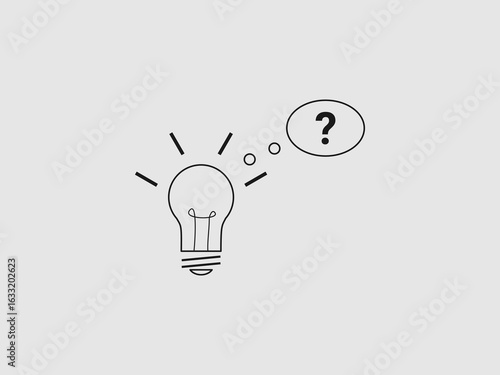 a lightbulb with a question mark in a thought bubble next to it