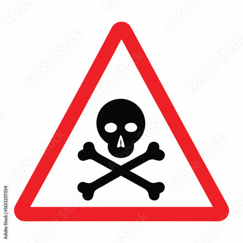 Warning sign with skull and crossbones symbol indicating danger or toxicity hazard alert