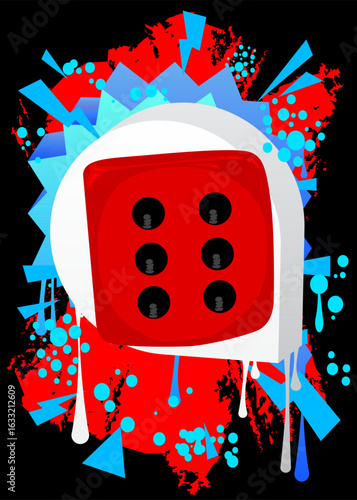 Dice graffiti. Abstract modern street art decoration performed in urban painting style.