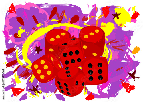 Dice graffiti. Abstract modern street art decoration performed in urban painting style.