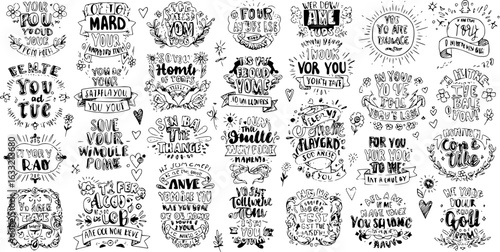 Abstract Hand-Drawn Calligraphy: A Collection of Playful Misspellings, Phonetic Phrases, and Doodle Art