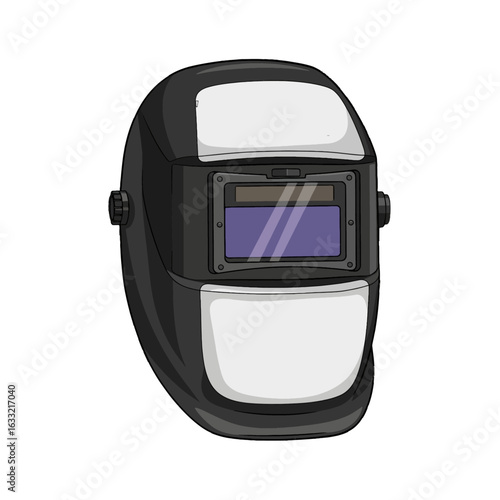 Welding helmet, safety equipment, protective gear, industrial use, close-up view.