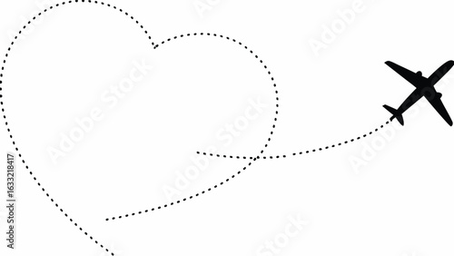 Airplane flying in a heart shaped path through the sky