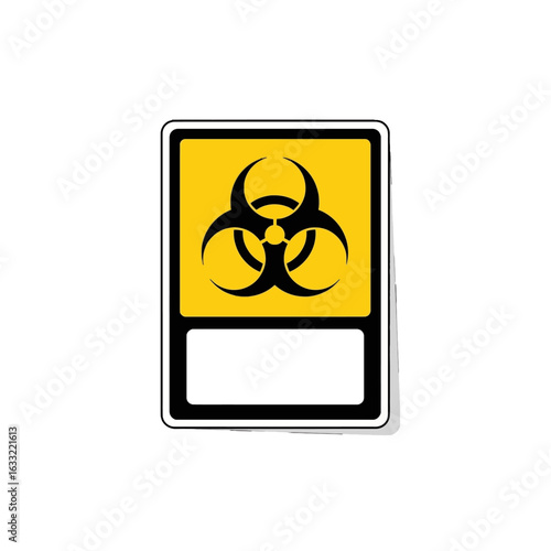 A yellow and black biohazard warning sign with a blank white space for text.