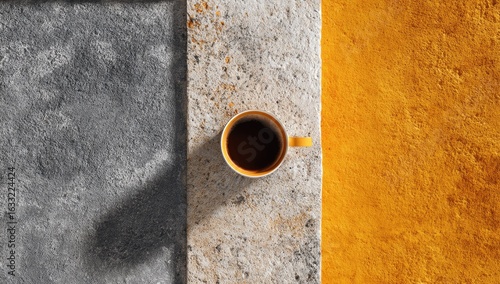 Coffee cup on textured concrete