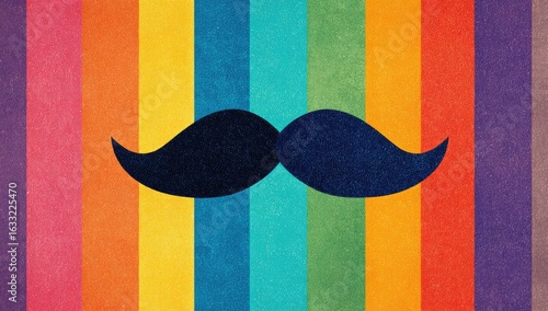 Rainbow background with a dark mustache