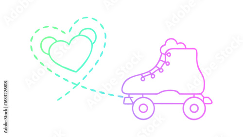 Retro roller skate with heart shape isolated on white background, perfect for adding a touch of nostalgia and fun to your designs and illustrations