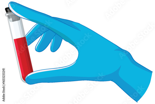 Gloved Hand Holding Blood Sample Test Tube