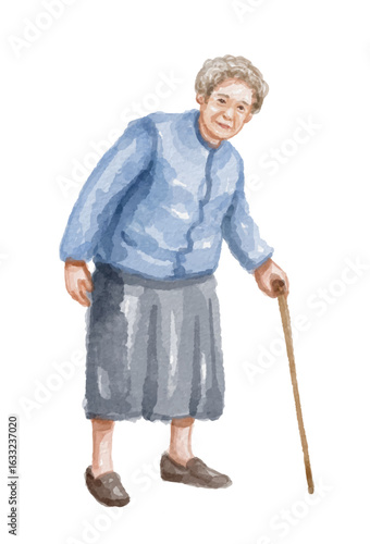 Watercolor grandma isolated on white background