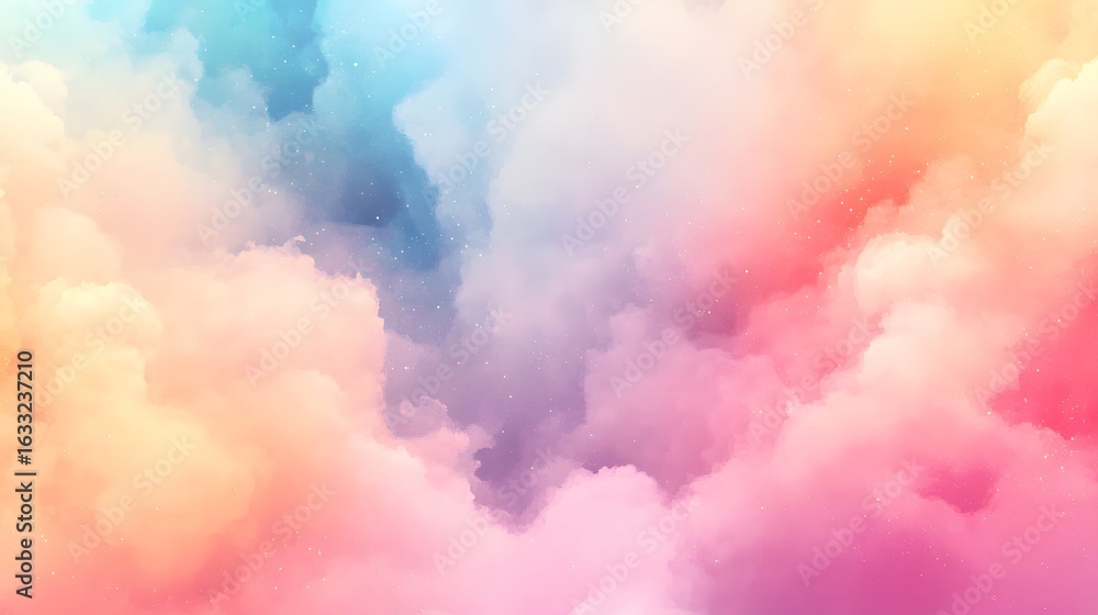 Fototapeta premium Colorful, dreamlike cloudscape with pastel hues.