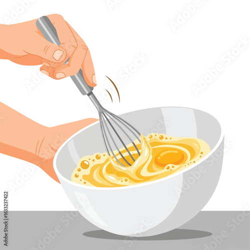 Whisking Eggs in a Bowl Preparing Food Ingredient
