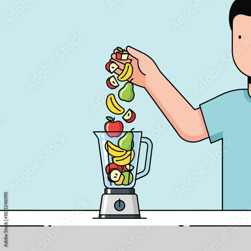 Making Smoothie Pouring Fresh Fruits Into Blender for Healthy Drink
