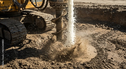 掘削作業、土壌、水、建設現場