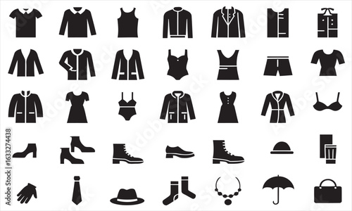 Apparel and Fashion Clothing Icons - Garment & Accessory Symbols
