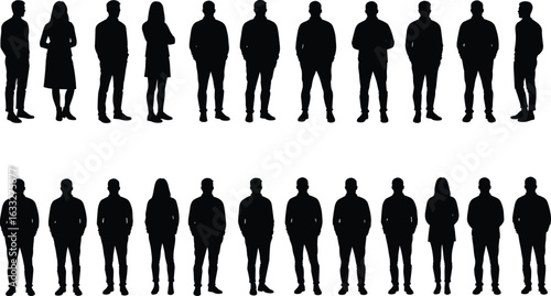 Silhouettes of Men and Women Standing – Vector Character Pack for Lifestyle, People Poses, Fashion Concepts, and Stock Design Assets