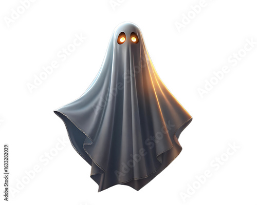 Ethereal Ghostly Figure on Black Background Halloween Season Spooky and Mystical Atmosphere Supernatural Being Illustration