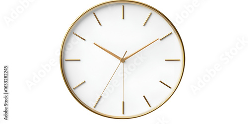 Plain Round Wall Clock with Blank Face Isolated on Transparent Background