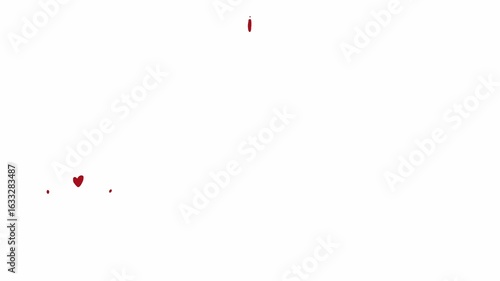 2D cartoon animation of red liquid or water droplets forming a love shape, suitable for cartoon elements and video footage.